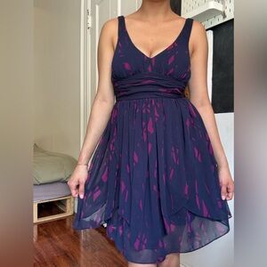 BCBGeneration Blue and Pink Ruched Mini Dress for Prom